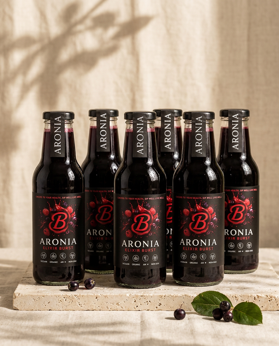 Bottle of ElixirBurst Aronia Pure — 6 Bottle Pack