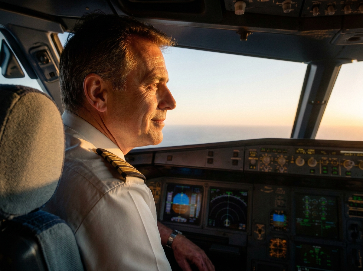 Dragan in the cockpit during a long-haul flight
